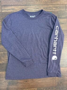 Carhartt Loose Fit HeavyWeight Purple Long Sleeve Logo Tee Large